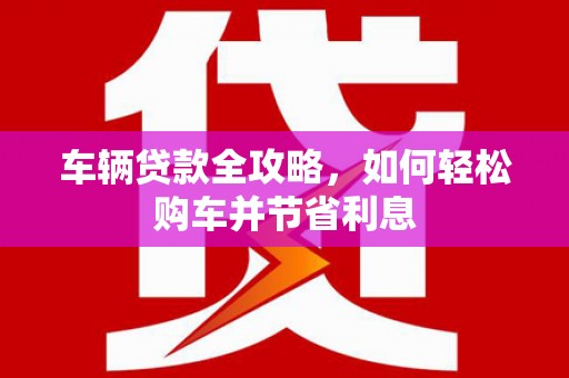 西夏车辆贷款全攻略，如何轻松购车并节省利息