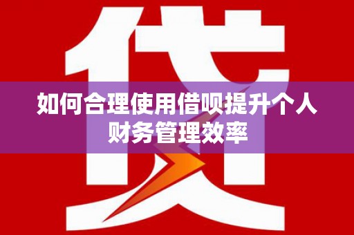 西夏如何合理使用借呗提升个人财务管理效率