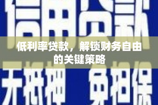 西夏低利率贷款，解锁财务自由的关键策略